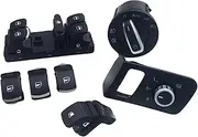 Saftey Door Fuel Tank Mirror Fog Lamp Headlight Window Switch Button, for VW, for Touran, for Caddy, 1J4959857B 1T0959851 1T1 959 car Fog Light Switch(with Fuel Switch)