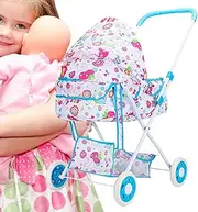 Baby Stroller for Dolls - Play Carriage Baby Doll High Chair | Spacious Realistic Pretend Play Nursery Toy Stroller for Thanksgiving Birthday Easter