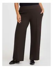 [Taking Shape] Ponte Harper Wide Leg Pant in Chocolate Plum