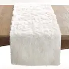 Juneau Faux Fur Table Runner 15 x 90 Inch - White Table Cover for Home, Dinin...