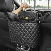 Car Net Pocket Handbag Holder Organizer PU Leather Between Car Seat Storage Bag