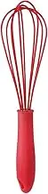 Cabilock Hand Egg Mixer with Non Slip Silicone Handle Ergonomic Design for Blending Stirring Beating Kitchen Utensil for Milk Cream Sauces Red