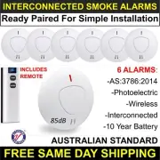 6 Pack Paired Wireless Interconnected Photoelectric Smoke Alarm 10-Yr Battery