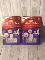 Lot of 2 3M Command Adjustables Clear Repositionable 14 Hooks 30 Strips Each