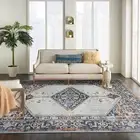 Deal Large Boho Rug Orange Blue Plush Diamond Bohemian Carpet Washable 190x280cm