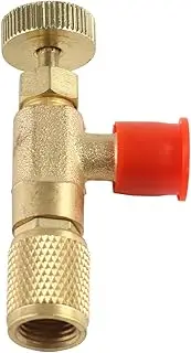 Baxnore Refrigerant Charging Valve with Safety Adapter, Brass Body Aluminum Handle, Side R410 Bottom R22 ing Control for AC Mini Split System, HVAC Service Tool