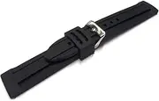 [g24] 22mm Silicone Rubber Watch Band Strap Fits PASSPORT Black Pin Buckle-BLK-10