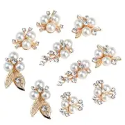 10pcs Pearl Rhinestone Buttons Flatback Embellishments DIY Hair Accessories