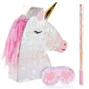 Large Unicorn Pinata Kit with Blindfold Stick for Girls Birthday Party Decorati