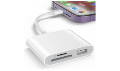SD Card Adapter TF Memory Card Reader USB iPhone Two Way Transfer Plug & Play
