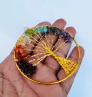 Natural Large Crystal Tree Of Life 3inch Ring 7Chakra Hippi Yoga Pendant Jwelery