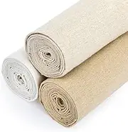 Caydo 3 Pieces Large Size Linen Needlework Fabric, Embroidery Cloth for Garment Craft, Flower Pot Decoration and Tablecloth, 62 by 19 Inch