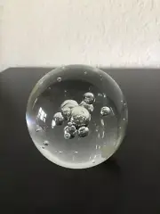 Mid Century Modern MCM Crystal Ball Floating Bubble Paperweight Made in Sweden
