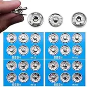 MIUPOO Metal Sew On Snap Buttons, Fasteners Press Studs for Sewing Clothes Jeans Overcoat DIY,0.82Inches/21mm Dia Snaps,12 Sets,Silver