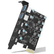 USB PCIE Card 5-Port (3X USB C,2X Type A) PCI Express Expansion Card Desktop ...