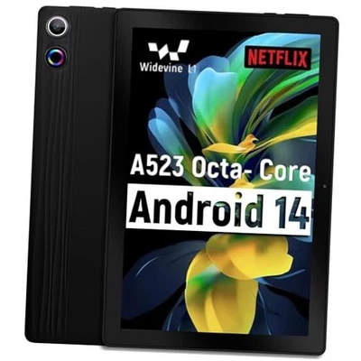 Tablet 10 inch Android 14, Octa-Core, 10GB RAM 64GB ROM 1TB Expandable, Black