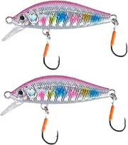 2 Pcs Artificial Bait 50mm 3.2g Sinking Minnow Bait Stream Trout Fishing Bait for Perch Pike Trout
