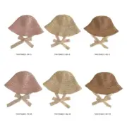 Baby Travel Beach Caps Adjust Chin Belt Tied Sunhat Bucket Caps for Daily Wear