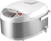 Healthy Choice 5L Electric Rice Cooker - 800W Multi-Function Automatic Electric Rice Cooker - LED Display, 3 Quick Select Rice Finish & 4 Built-In Programs - Ideal for Rice, Congee, Soup, Steam, Reheat & Keep Warm - Silver & White