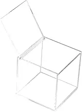 Luxshiny Coffee Pod Holder with Lid, 15x15cm Square Acrylic Coffee Storage Box Container Creamer Syrup Organizer for Capsule Tea Bag Candy