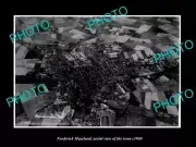 OLD POSTCARD SIZE PHOTO FREDERICK MARYLAND, AERIAL VIEW OF THE TOWN c1940