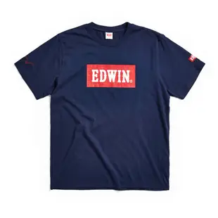 EDWIN 經典大紅標LOGO短袖T恤-男-丈青色