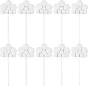 Lnngub 10 Pcs Cloud Cake Topper,Yarn Ball Cloud Cupcake Toppers Cloud Cake Decorations Plush Cloud Shaped Dessert Picks Cloud Decorations for Baby Shower Birthday Wedding Party,White