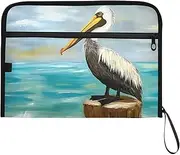 YMXFXP Heron Sea Sit Expandable Filing Folder, 13-Pocket Funny Cute Design with Sticky Labels, A4 Letter Size Document Organizer for Office, School, Boys, Girls