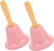 Ciieeo Metal Christmas Bells Set Call Bell Hand for Restaurant Hand Bell Pair Rustic Wood Handle