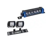 Kings 6" Single Row Light Bar + Number Plate Bracket + 2x 4.4" Work light
