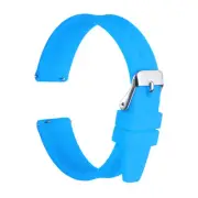 Silicone Watch Band 16mm Silver Clasp Quick Release Watch Strap, Light Blue