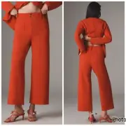 Anthropologie Maeve The Colette Cropped Wide Leg Pants Red Size 27