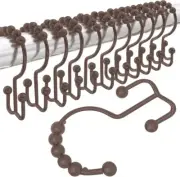 Gorilla Grip Shower Curtain Hooks, Stainless Steel Set of 12, Polished Bronze