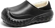 [Jakcuz] Women Adult Clogs Fuzz Lined Waterproof Closed-Back House Slippers Non-Slip Bedroom Slides for Indoor Outdoor
