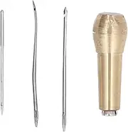 NDNCZDHC Leather Sewing Needles with Copper Handle, Sewing Awl Hand Stitcher Shoe Repair Tool Kit, Leather Craft Needle Kit with Awl Head
