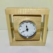 Solid Wood Mantel Clock Handmade Curly Maple Birch Desk Office Glass Face