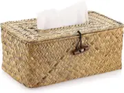 1 pcs Tissue Box Cover Rectangle Tissue Box Seagrass Tissue Box Holder Woven Tissue Holder Decorative Tissue Cover for Bathroom Tissue Box Cover Rect