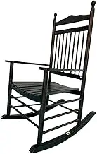 Outdoor Wooden Rocking Chair, Oversized Patio Rocker with High Back & Widened Seat, Weather-Resistant Porch Rocker for Garden, Lawn, Balcony & Backyard (Black)