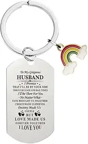 [YALLNASL] Anniversary Birthday Gifts for Husband from Wife to My Husband Keychain Gifts for Men I Promise That I'll Be By Your Side Keyrings for Hubby Christmas Valentines Day Gift