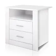 Artiss Bedside Table 2 Drawers with Shelf - TARA W