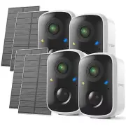 4PCS Solar&Battery Wireless Security Camera System Home WiFi Outdoor Night View
