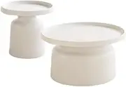 Set of 2 Modern Round Nest Coffee Tables Universal Sofa Side Table for Living Room, Bedroom, Office, Balcony, Patio (D)