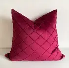 60*60cm Home Pillow Case Velvet Pleated Diamond European Cushion Cover -Wine Red