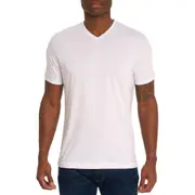 Robert Graham Eastwood V-Neck Cotton Blend T-Shirt in White at Nordstrom, Size Large