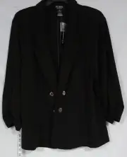 Soho Apparel Ltd Plus Women's Smoke 3/4 Sleeves Jacket Black Size 3X
