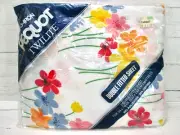 Vintage Pequot Double Fitted Sheet Colorful Flower Tulip Daisy Floral Twilite