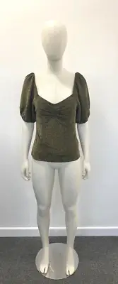 Boden Top Ruched Sparkle Jersey Black & Gold Sparkle Size UK 10 RVB001 CP