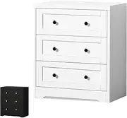 ALFORDSON Chest of Drawers Cupboard with 3 Drawers, Pantry Storage Cabinet Chest Buffet Table Sideboard for Kitchen, Hallway, Living Room, Bedroom and Bathroom, White