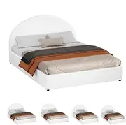 ALFORDSON Bed Frame with Gas Lift Storage, King Size Bed Base with Padded Headboard, Howell Mattress Foundation for Bedroom, Apartment, Living Room and Office, White PU Leather