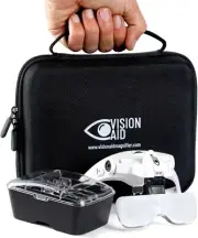 Vision Aid Magnifying Glasses with LED Light, 5 Lenses, Headband, Storage Case |
